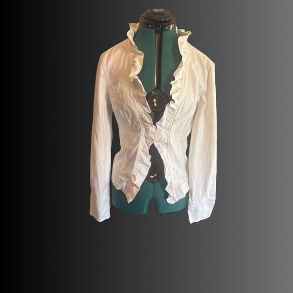 Vintage New York and Company Ruffled Denim Jacket - Picture 1 of 3